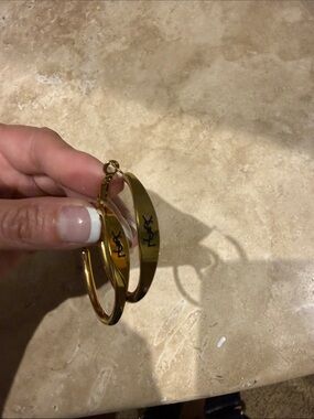 Gold earrings  with Black YSL Logos